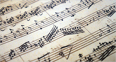 Sheet music, recently identified as part of a childhood creation by Mozart